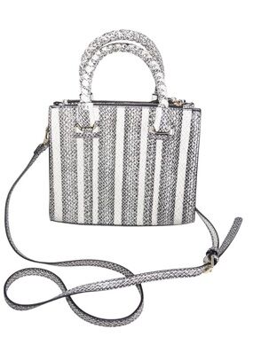 Gianni Bini Mia Striped Croc Embossed Leather Crossbody Handba